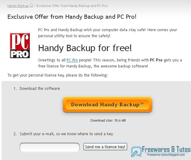 Offre promotionnelle : Handy Backup gratuit !