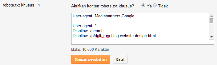 mencekal URL melalui robots-txt