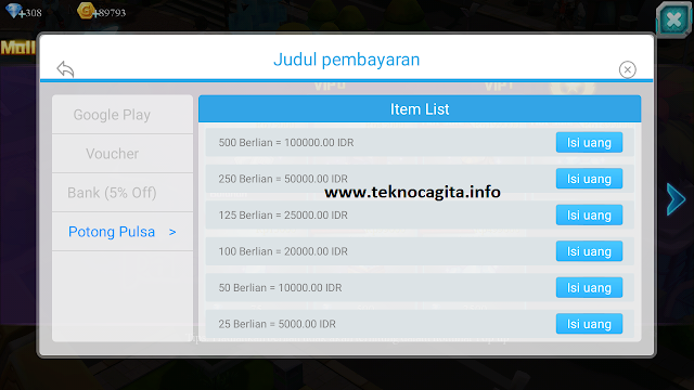 cara melakukan top up dengan pulsa di poke arena