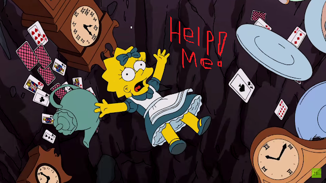 Lisa Simpson sendo Alice, em Os simpsons