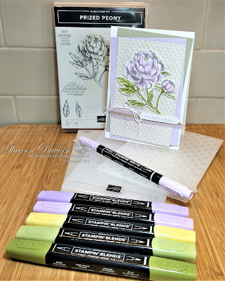 Rhapsody in Craft, Purple Posy, Prized Peony, Peony Dies, In Good Taste DSP, Tasteful Textiles EF, Subtle 3D EF, Dainty Diamonds EF,  Friendship Card, #colourcreationsshowcase, #loveitchopit, Jan-June Mini 2021, Stampin' Up, Art With Heart