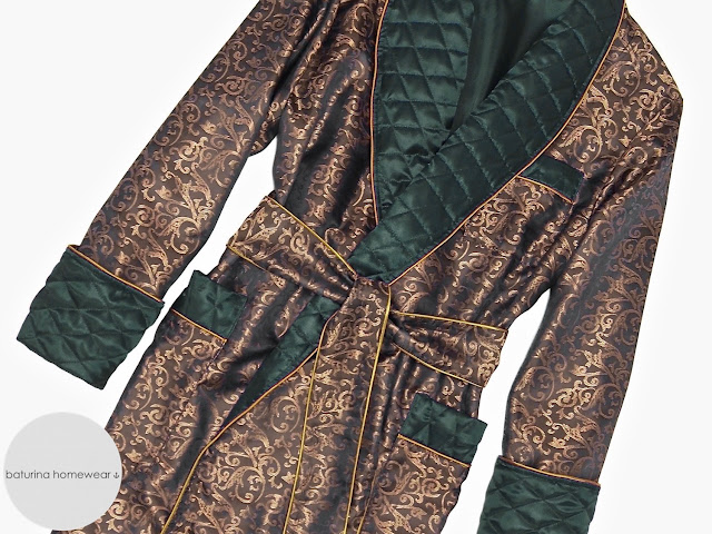 mens dark green silk dressing gown gold paisley smoking jacket robe quilted