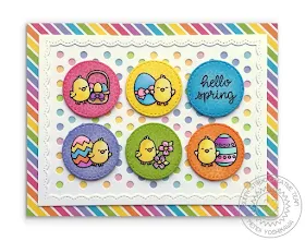 Sunny Studio Stamps: Chubby Bunny Easter Card (using Frilly Frames Polka-Dot Die & Spring Sunburst Papers)
