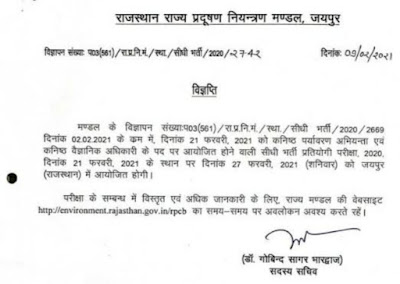 Rajasthan State Pollution Board Recruitment 2021