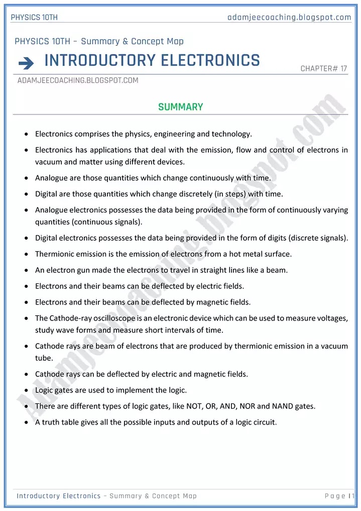 introductory-electronics-summary-and-concept-map-physics-10th