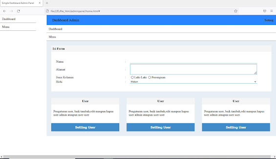 Output layout simple admin dashboar html css jquery toggle menu