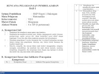 Rencana Pelaksanaan Pembelajaran (RPP) 2013 Kelas 7 Semester Ganjil Lengkap SMP/MTs Bonus Analisis Keterkaitan SKL 