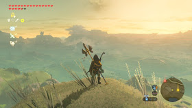 Link in front of a beautiful landscape wearing his hoodie