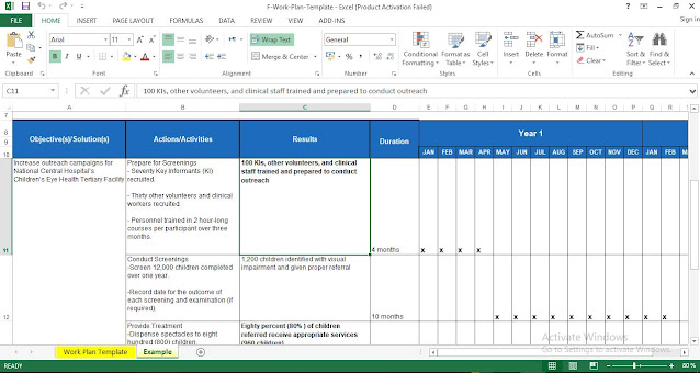 Project Work Plan Template Excel