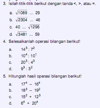 Soal Matematika Kelas 5 SD Bab 2 \u2013 Pangkat dan Akar Bilangan Bulat  Kumpulan Soal