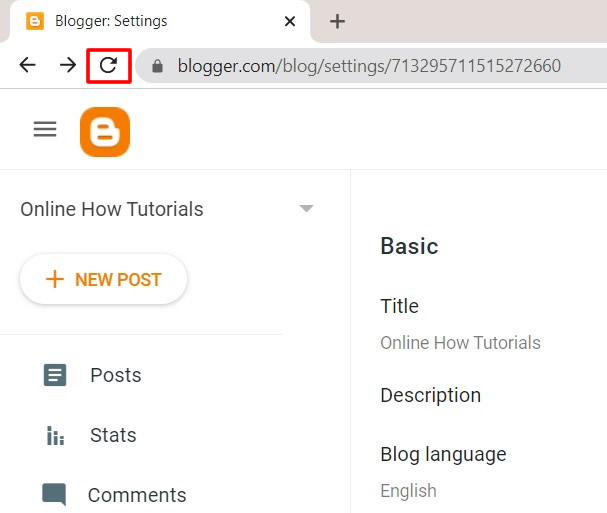 Refreshing the Blogger page