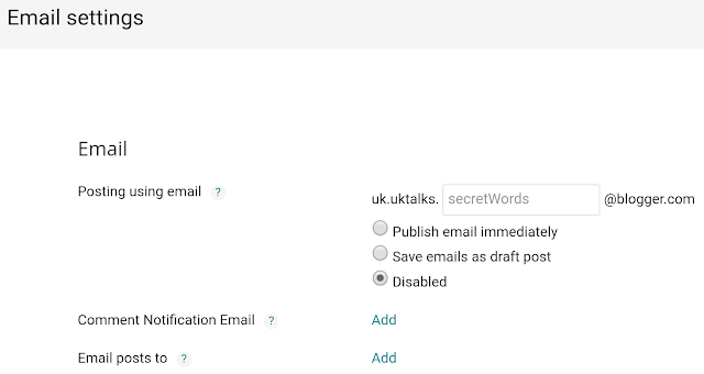 Email Settings in BlogSpot
