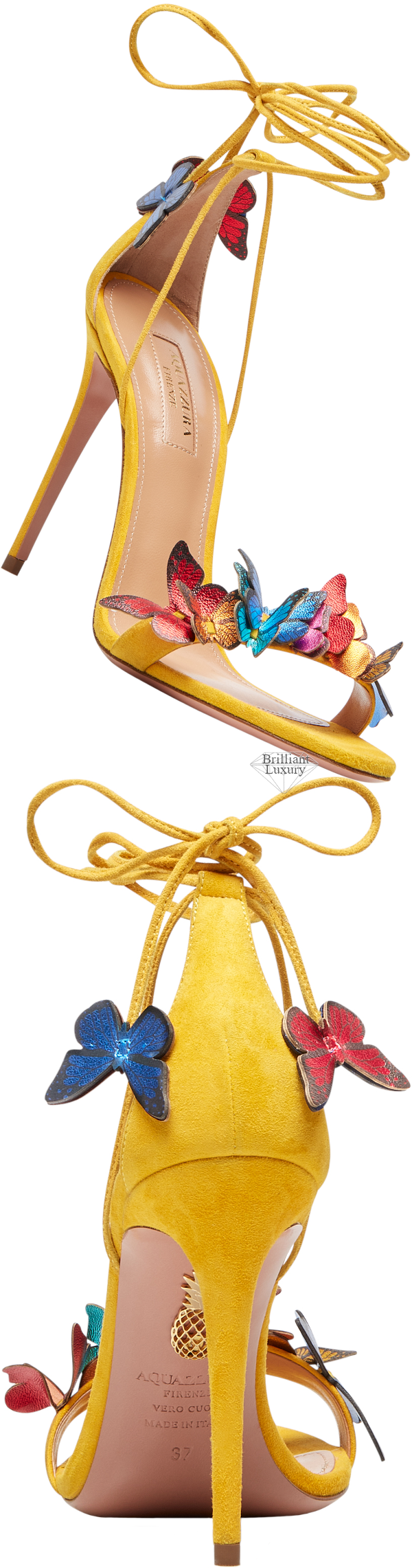♦Aquazzura yellow Papillon suede sandals #aquazzura #shoes #brilliantluxury