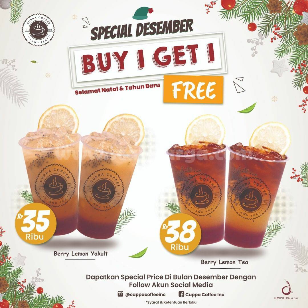 Promo CUPPA COFFEE Special Desember Buy 1 Get 1 Free