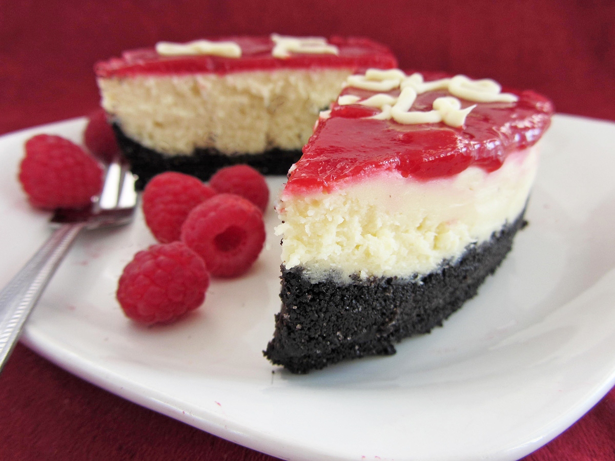 mini heart shaped raspberry white chocolate cheesecake