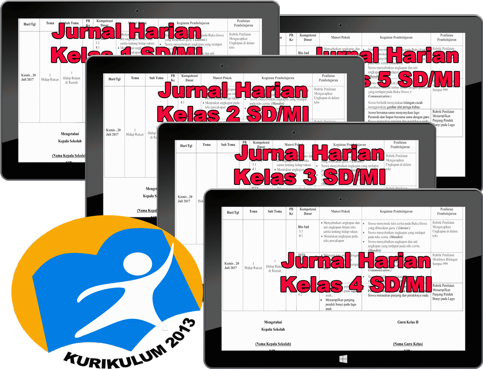 K13 2019 Jurnal Harian Tematik Kelas 1 2 3 4 5 Dan 6 Sd Mi Kurikulum 2013 Revisi Terbaru