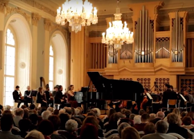 Kristina Stepasjukova with the Academy Orchestra of the Czech Philharmonic Orchestra, conducted by Ondrej Vrabec at the Martinu Hall in the Lichtenstein Palace, Prague