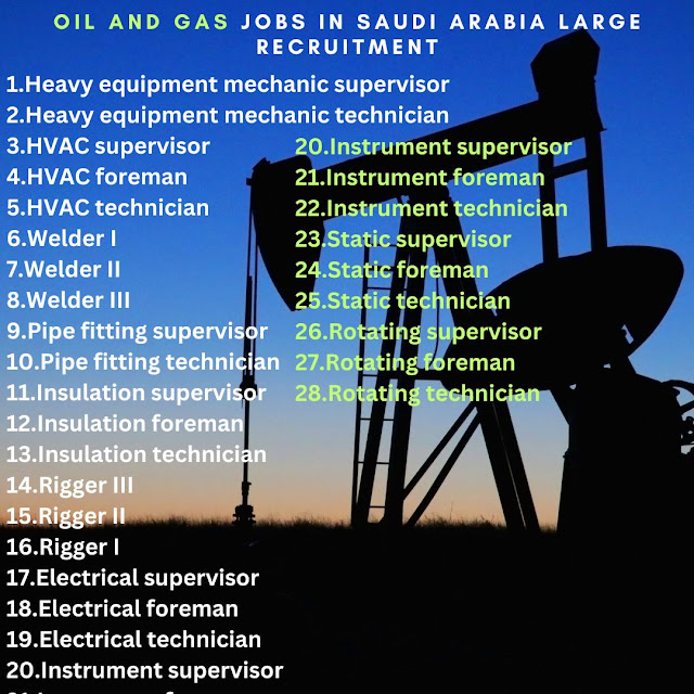 Oil and gas Jobs in Saudi Arabia Large recruitment