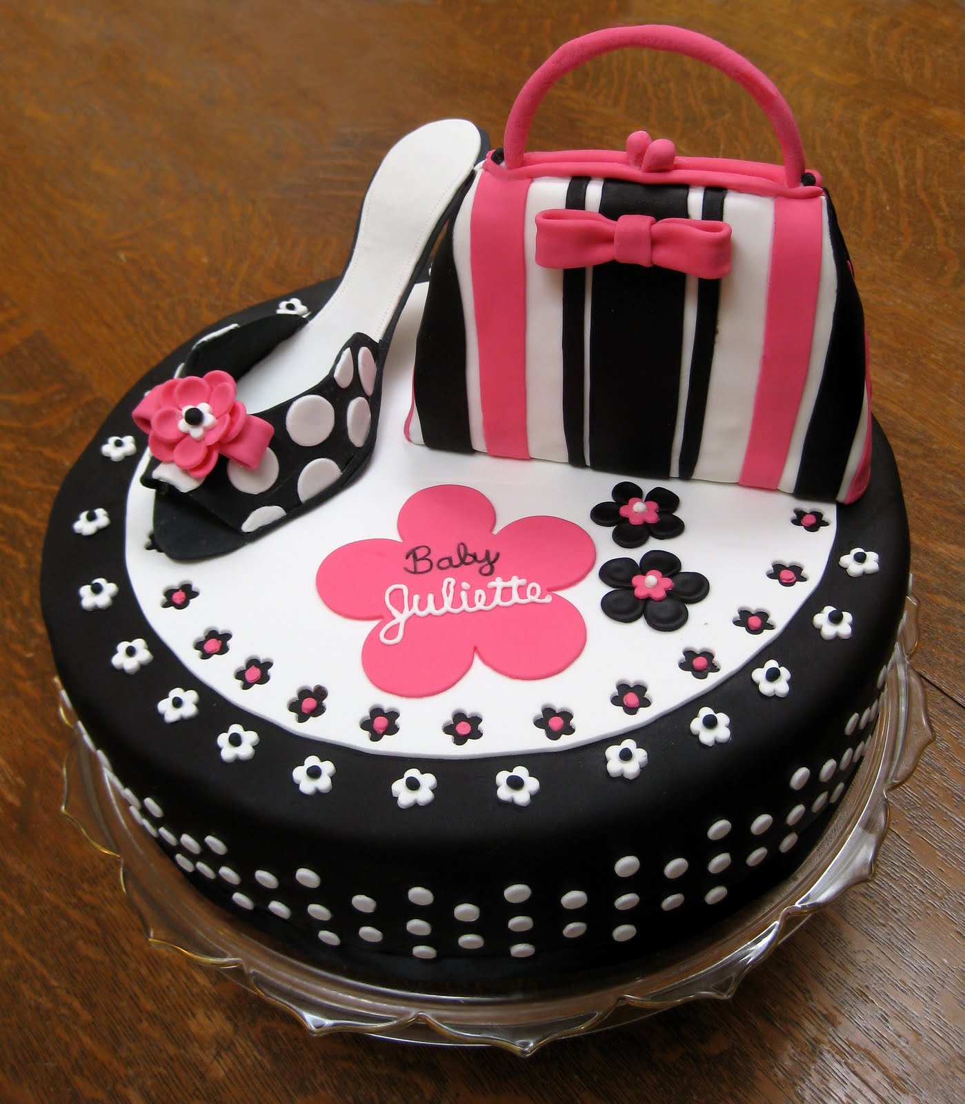 cool cake Black and Hot Pink Cake for the Baby (with polka dots!)