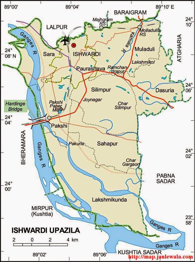 ishwardi upazila map of bangladesh