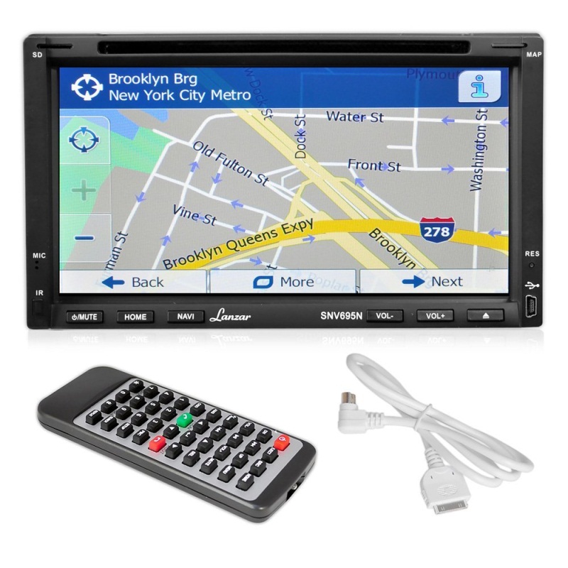 Lanzar SNV695N 6.95-Inch Double-DIN Touchscreen Video DVD/MP4/MP3/CD Player With Hands-Free Bluetooth, GPS w/USA/Canada/Mexico Maps, USB/SD, Aux-In