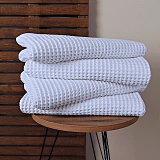 White Waffle Weave Towels Sets - 2 Bath, 2 Hand Towels