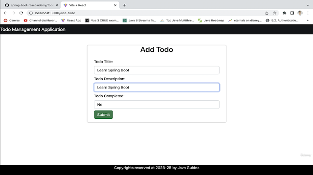 Spring Boot React Project - Add Todo Page