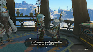Tulin: "I don't know how you already found the treasure, but way to go, Link!"