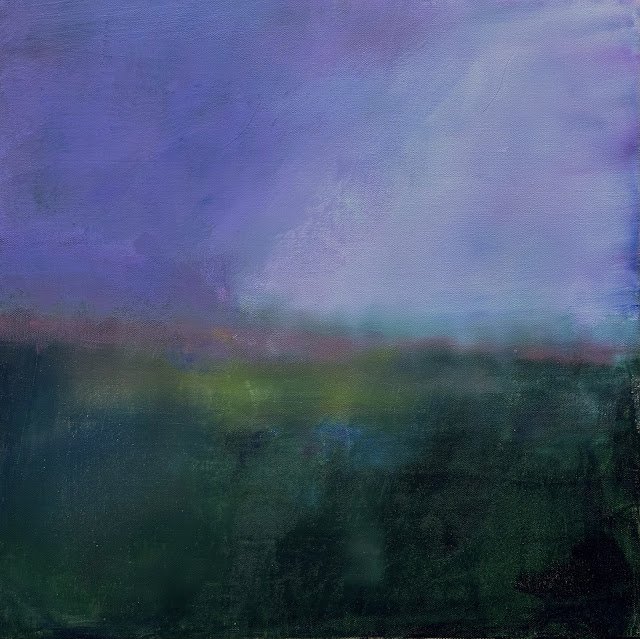Steve Allrich painting of morning haze lifting from a coastal marsh