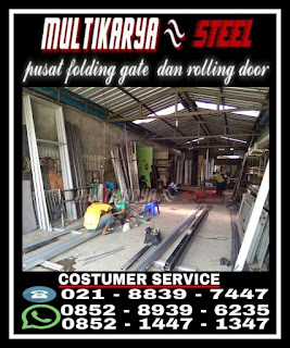 Gambar workshop Multikaryasteel pusat penjualan dan pemasangan baru pintu folding gate, pintu harmonika, rolling door slat daun besi galvalum aluminium, rolling door one sheet, rolling door industri otomatis, kusen aluminium dan kaca, pagar tralis kanopibahan besi dan galvanis model minimalis dan tempa harga paling murah di bandung bekasi jakarta tangerang depok bogor dan wilayah jawa barat lainnya