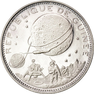 Guinea 250 Francs Silver Coin 1970 Apollo 11 - Lunar Landing