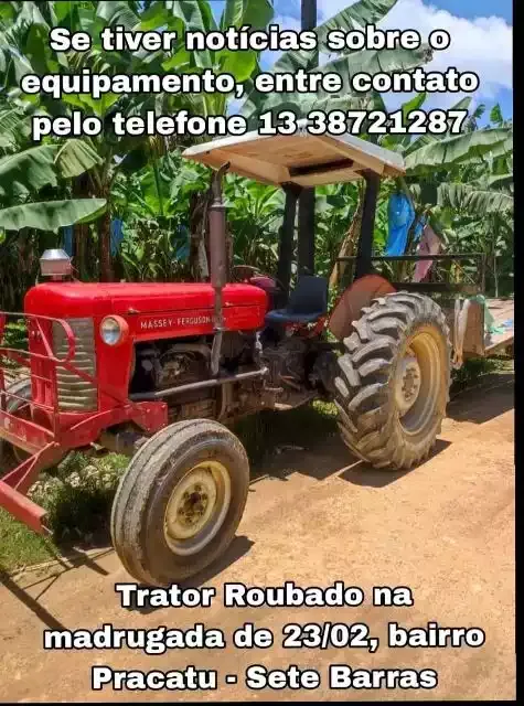Trator agrícola foi roubado em Sete Barras