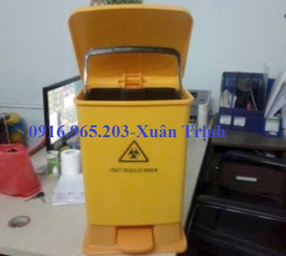 Bán thùng rác 20L, 15 lít màu vàng đựng rác bệnh viện tại Bến Tre