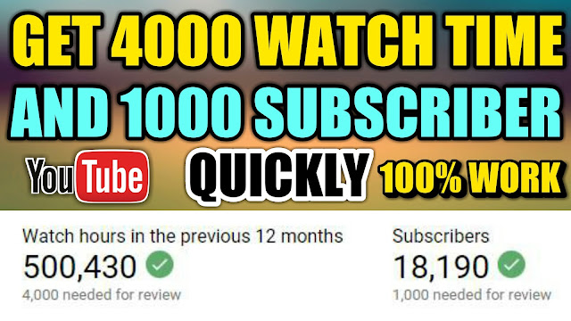 Youtube par 4000 watch time aur 1000 subscriber kaise laye
