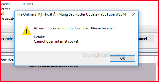 Lỗi IDM không download được: An error occurred during download