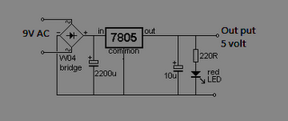 Regulator 5 volt using IC 7805