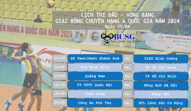 Lịch thi đấu ngày 25-4 ở Giải hạng A toàn quốc 2024 tại Quảng Nam