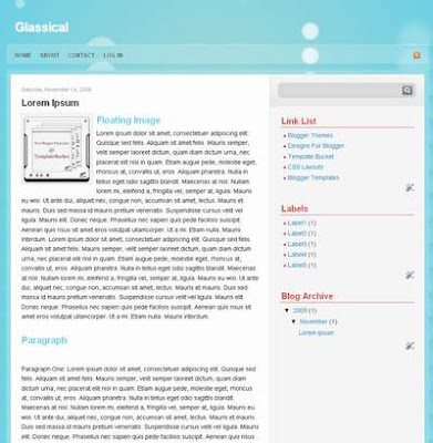 Glassical Blogger Templates 2 Columns, Fixed Width, White, Blue, Minimalist, Wordpress Adaptation