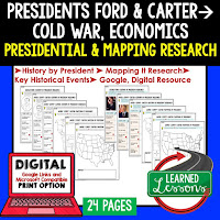 President Ford and Carter, American History Research Graphic Organizers, American History Map Activities, American History Digital Interactive Notebook, American History Presidential Research, American History Summer School