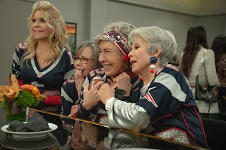 Jane Fonda plays Trish, Sally Field plays Betty, Lily Tomlin plays Lou, and Rita Moreno plays Maura in 80 For Brady from Paramount Pictures.