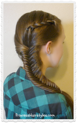 Faux lace braid, fishtail braid combo hairstyle tutorial