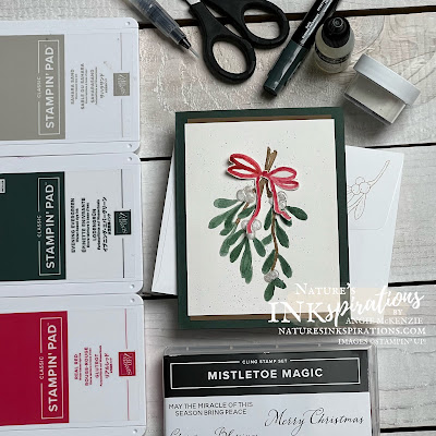 Watercolored Mistletoe Magic Christmas Card (supplies) | Nature's INKspirations by Angie McKenzie