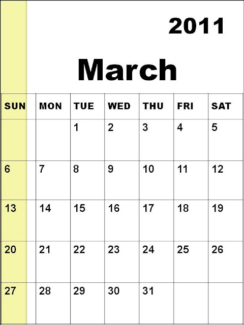 blank calendars 2011 march. Blank Calendar 2011 March or;
