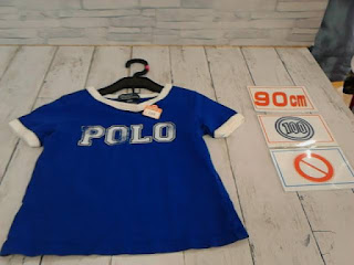 中古品　子供服　９０㎝　ＰＯＬＯ　ブルー　半袖Ｔシャツ　１００円