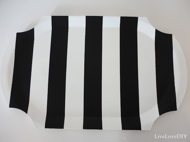 DIY Black & White Striped Tray: a simple tutorial that shows you how to turn any simple tray into a chic statement piece!