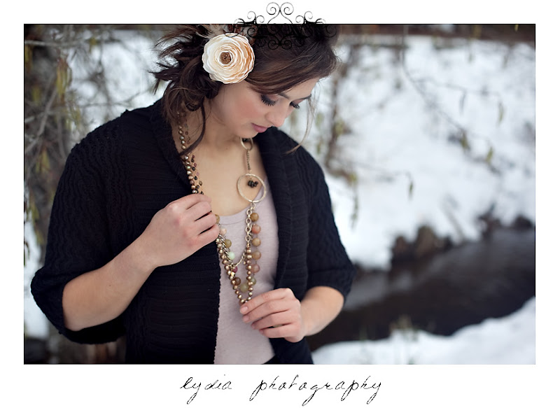 Cream hair piece and earth colored necklace