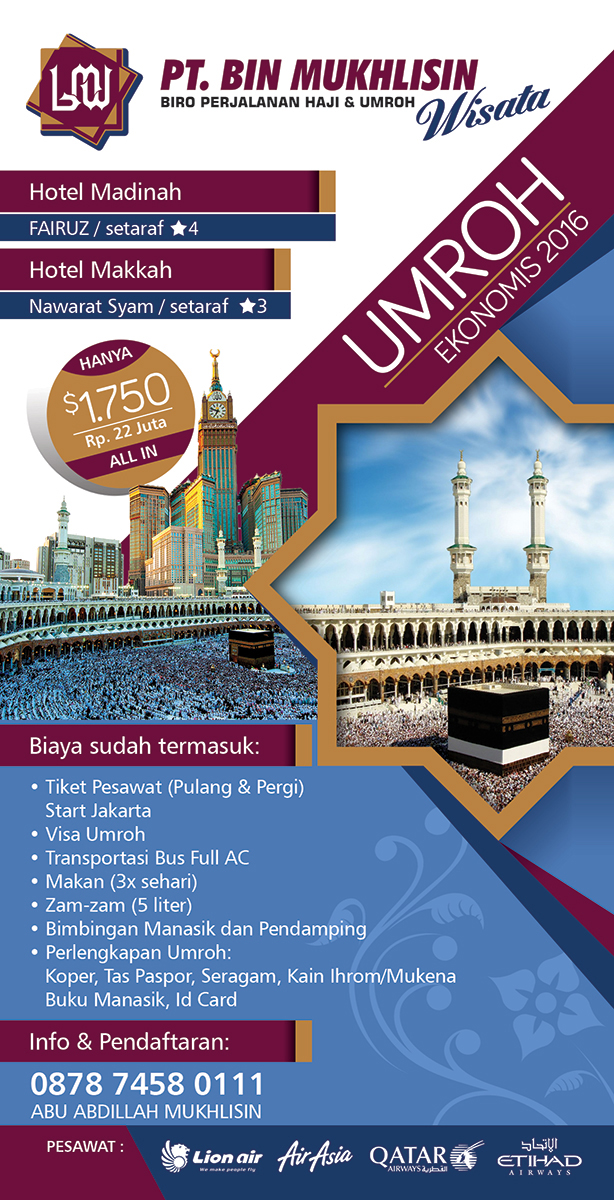  Contoh Desain Brosur  Haji dan Umroh PT Bin Mukhlisin 