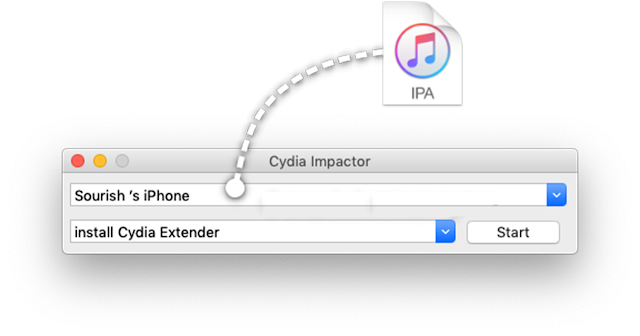 Tìm tệp .ipa và kéo nó vào cửa sổ Cydia Impactor
