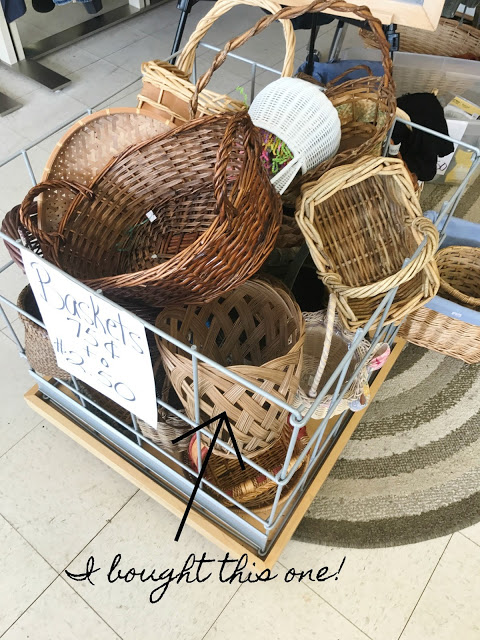 basket of baskets at recovered treasures thrift store in Raleigh, NC