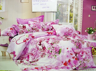 sprei motif love kid pink